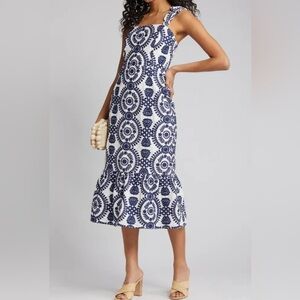 Adelyn Rae Layla Embroidered Cotton Midi Dress